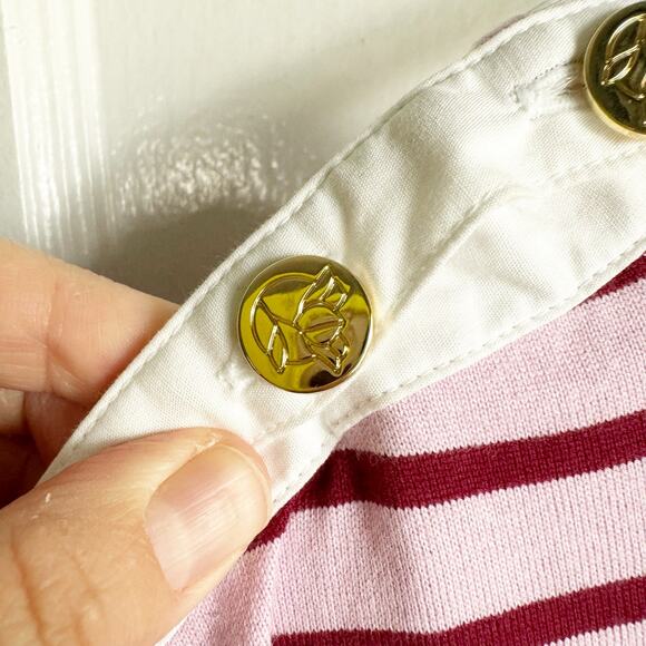 Draper James T-Shirt Dress Tie Waist Dark Pink Mariner Stripe Size XXL Preppy - Picture 12 of 15